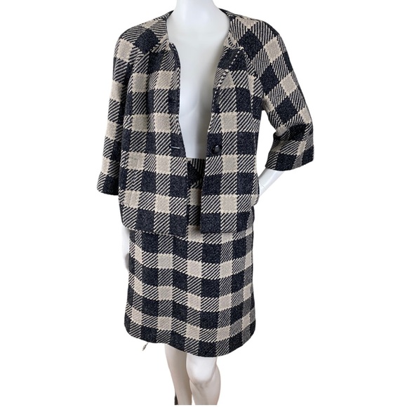 Talbots Skirt 2 Piece Suit Set Wool Blend Plaid Lined Blazer Sz 8 / Skirt Sz 10 - Picture 6 of 17